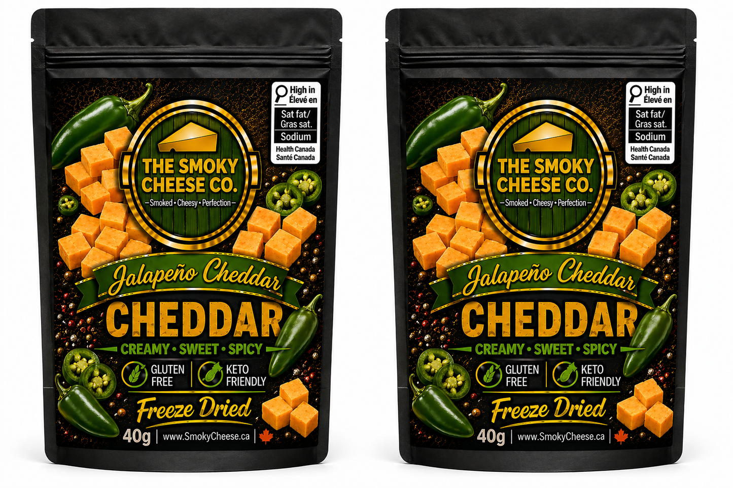 Freeze Dried Jalapeño Smoked Cheddar (2-40g bags)