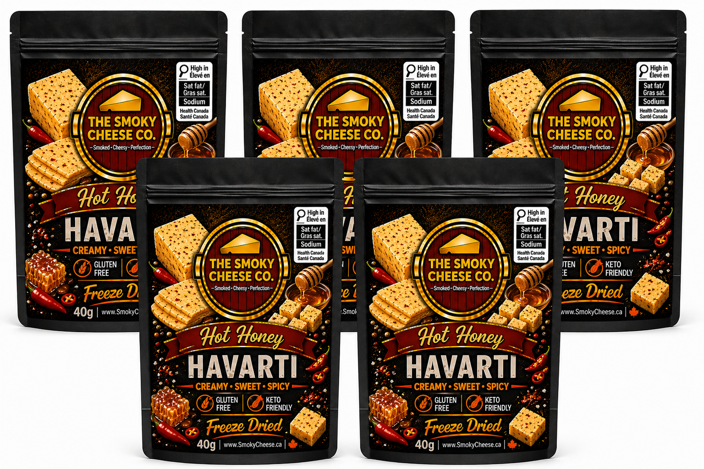 Freeze Dried Hot Honey Smoked Havarti Cheese (5-40g bags)
