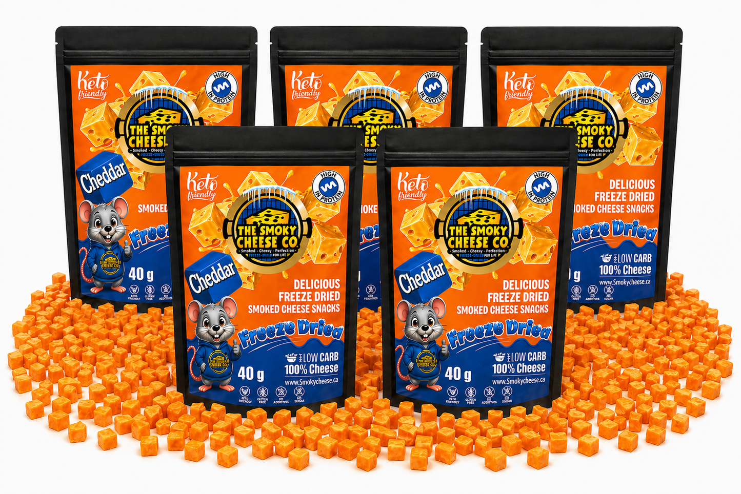 Freeze Dried Smoked Cheddar (5-40g Bags)