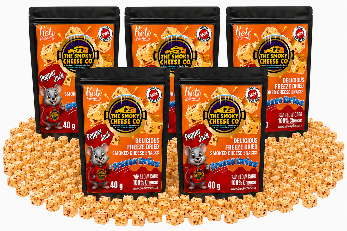 Freeze Dried Smoked Pepper Jack Cheese (5 pack)