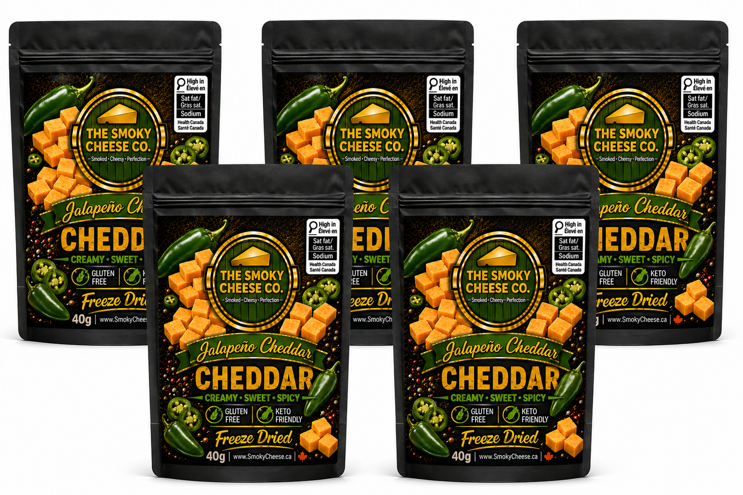 Freeze Dried Jalapeño Smoked Cheddar (5-40g bags)